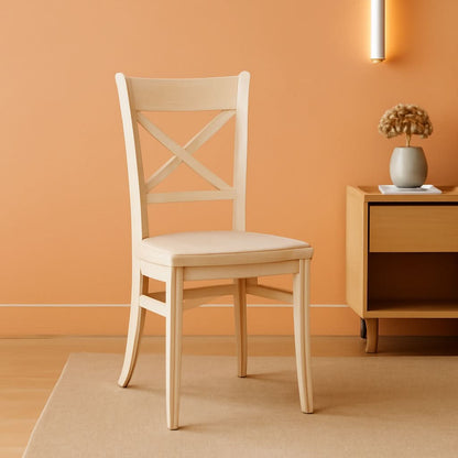 Set Of 2 35.8 In Parawood X Back Dining Chairs Unfinished