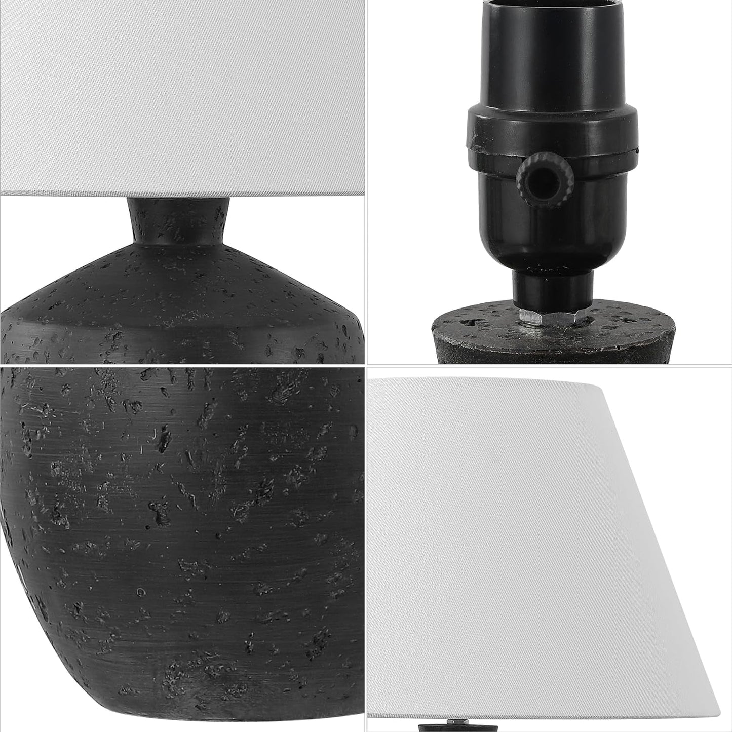 18 Inches Coal Black Matte Concrete Designer Table Lamps