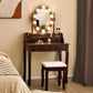 Espresso Vanity Table With Illuminated Mirror Light