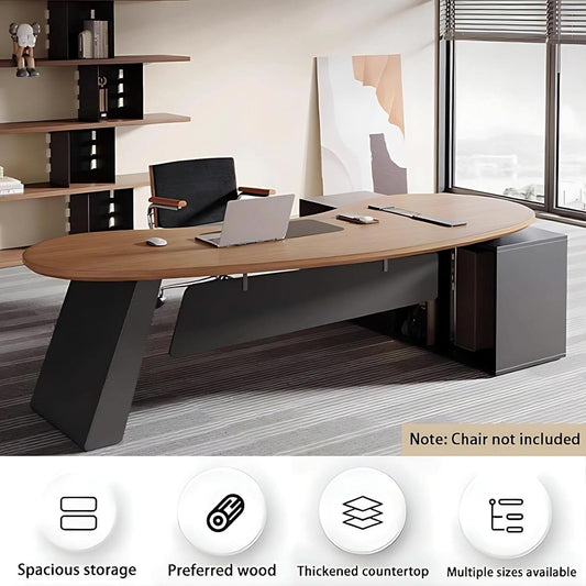 L Shaped Desk With Solid Wood 80 Inch Executive Work space Desk