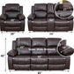 Brown Faux Leather Reclining Living Room Set Sofa Loveseat Chair