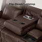 Dark Brown Genuine Leather Power Recliner Sectional