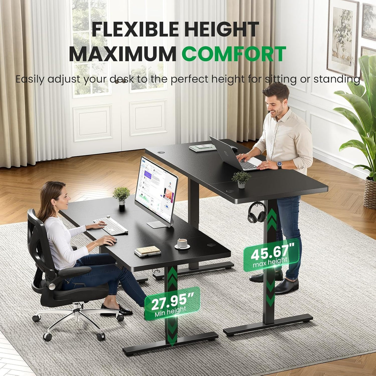 Electric Standing Desk 60x28 Inch Height Adjustable