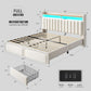 Beige Upholstered Headboard Storage Bed Frame Charging