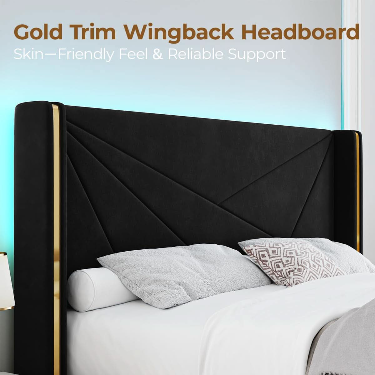 FullSize Velvet Upholstered Bed Frame With Drawers