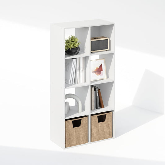 White Eight Cube Contemporary Horizontal Bookcase Storage