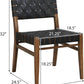 Set Of 2 Armless Dining Chairs With Rope Weave PU Leather Walnut Black