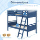 Navy Blue Convertible Twin Over Twin Bunk Bed For Kids