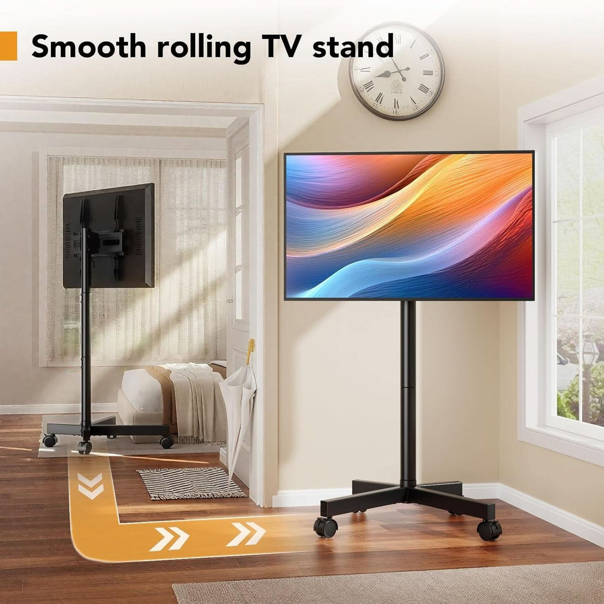 Universal Mobile TV Stand Featuring Adjustable Height
