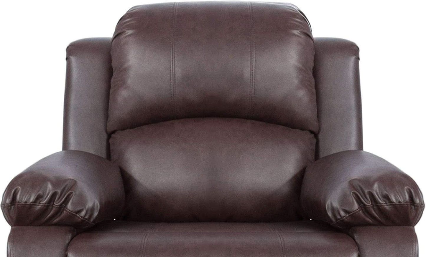 Brown Bonded Leather Manual Reclining Living Room Sofa Set