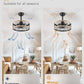 16.5 Inch Rustic Brown Caged Ceiling Fan With Light