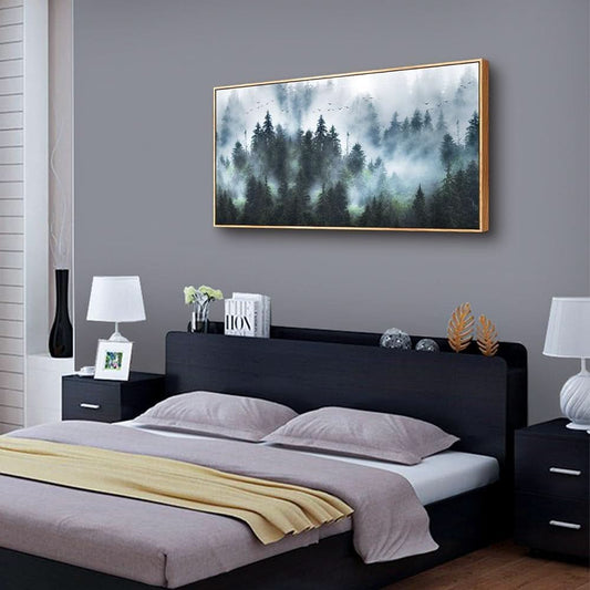 Artisan Framed Forest Fog Canvas ExtraLarge Wall Art 24x48