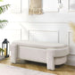 Beige Linen Upholstered Storage Ottoman With Hinges