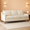 Beige ThreeSeater Upholstered Sofa With Nailhead Trim-0