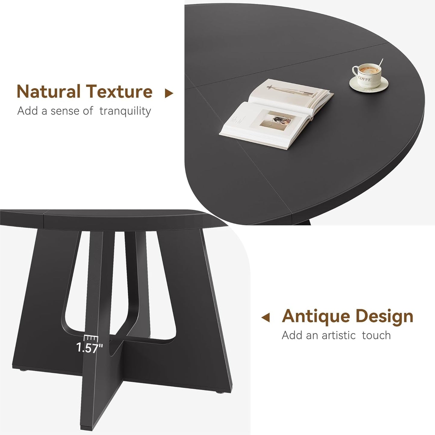 47 Inch Round Dining Table Black Industrial Grade Metal
