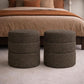 Dark Brown Boucle Round Ottoman Footrest Upholstered