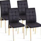 Black Velvet Dining Chairs Set of 4 with Golden Metal Legs
