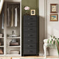 Black Extended Fabric Dresser Vertical Seven Drawers