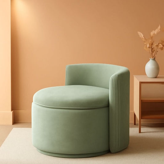 Emerald Velvet Vanity Ottoman With 360DegreeSwivel