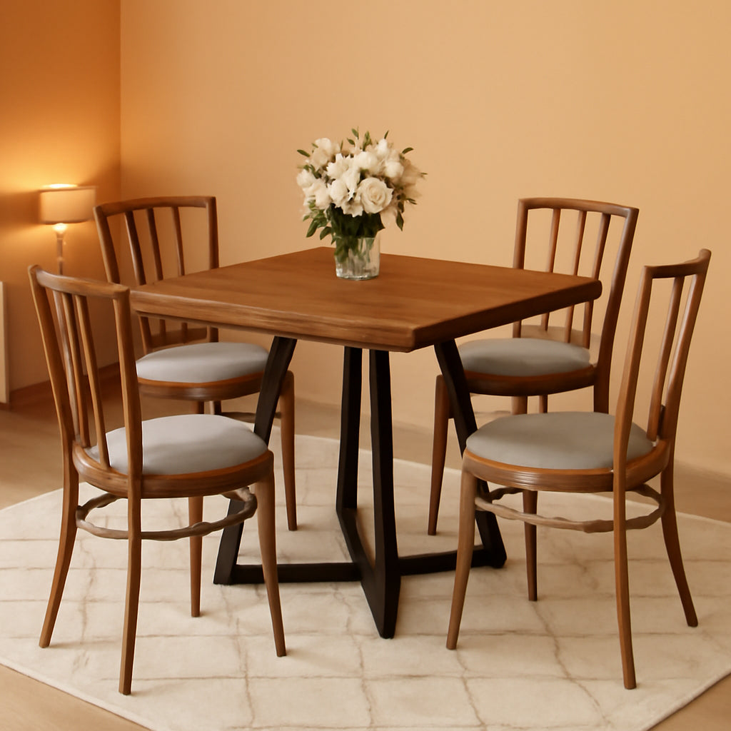 Contemporary Square Waterproof Dining Table Rust Brown