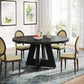 Farmhouse Round Dining Table 47 Inch Black For Four