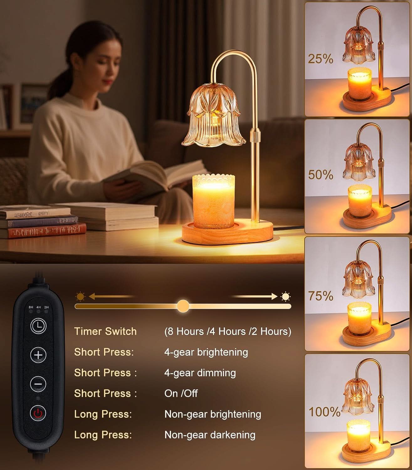 Candle Warmer Lamp With AdjustableTimer Dimmable LED