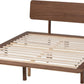Japandi Walnut Brown Rubberwood Platform Bed Queen