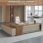 79 Inch L Shaped Desk Lockable Drawers Privacy Panel