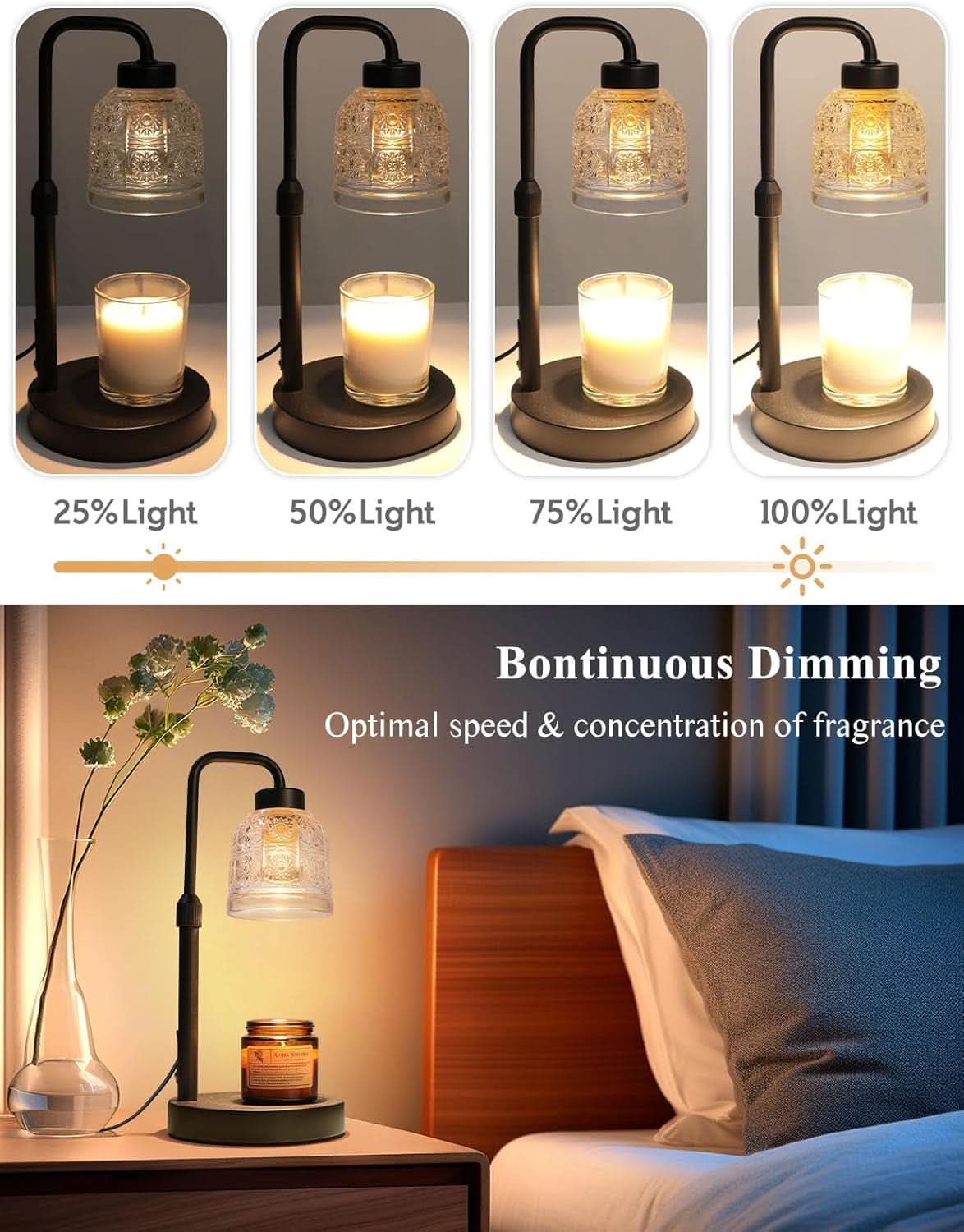 Candle Warmer Lamp Featuring Timer And Dimmability