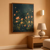 Wood Framed Emerald Green Wildflower Botanical Wall Art