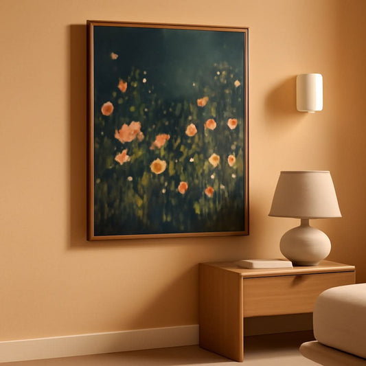 Wood Framed Emerald Green Wildflower Botanical Wall Art
