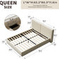 Queen Beige Platform Bed Frame Noisefree Headboard