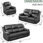 Black Recliner Sofa Set For Living Room Theater Seating