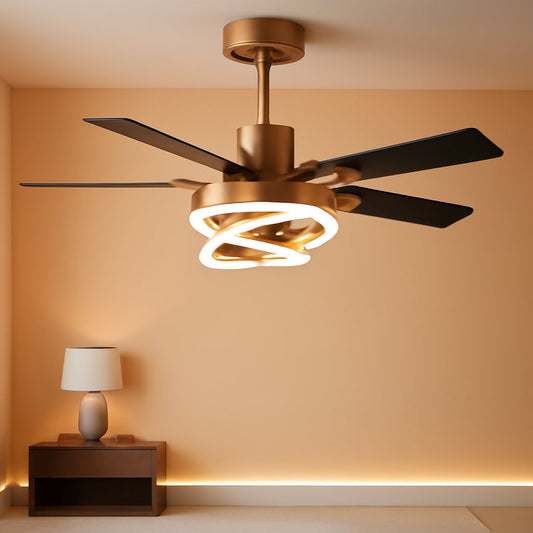 Contemporary Black Iron Reversible Fandelier Ceiling Fan