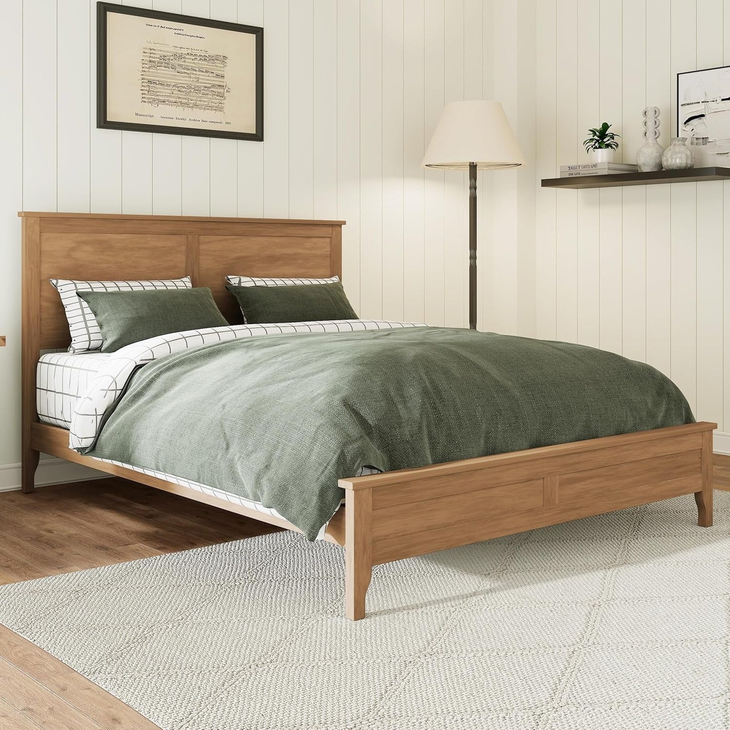 Premium Solid Wood Queen Platform Bed Headboard Finish