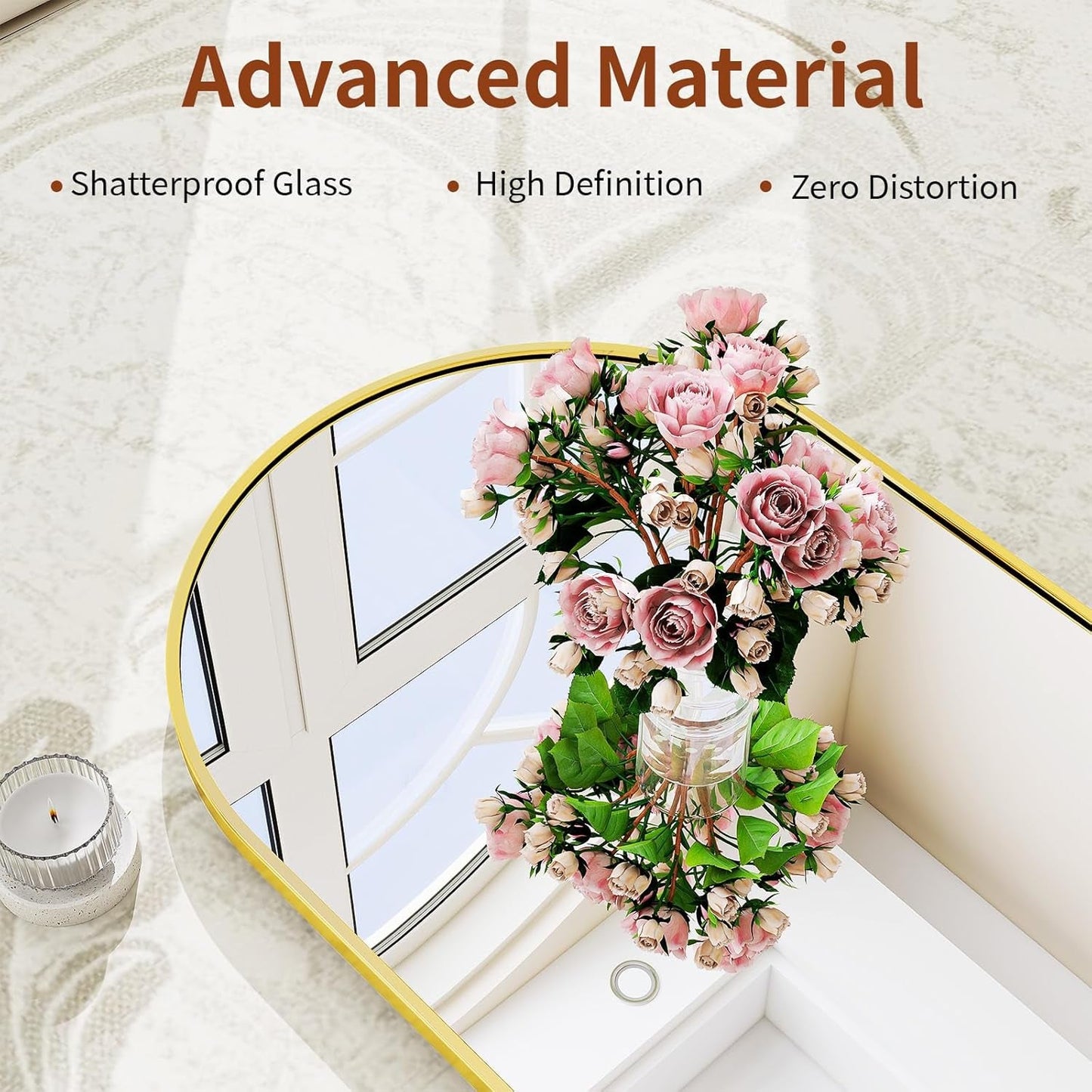 Full Length Mirror Gold Aluminum Freestanding Frame