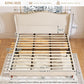 King Size Beige Upholstered Platform Bed Headboard