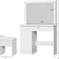 White Multifunctional Vanity Desk With LED Illumination