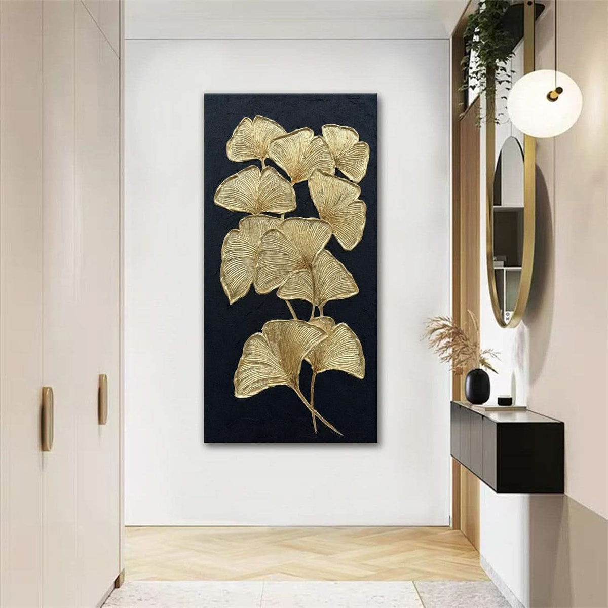 Elegant Gold Ginkgo 60x120 Centimeter Canvas Wall Art
