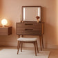 Walnut Finish Contemporary Vanity Desk Integrated Mirror