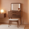 Walnut Finish Contemporary Vanity Desk Integrated Mirror