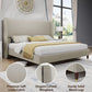 King Size Wingback Headboard Upholstered Bed Frame Khaki