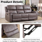 Grey Overstuffed Faux Leather Manual Recliner Sofa