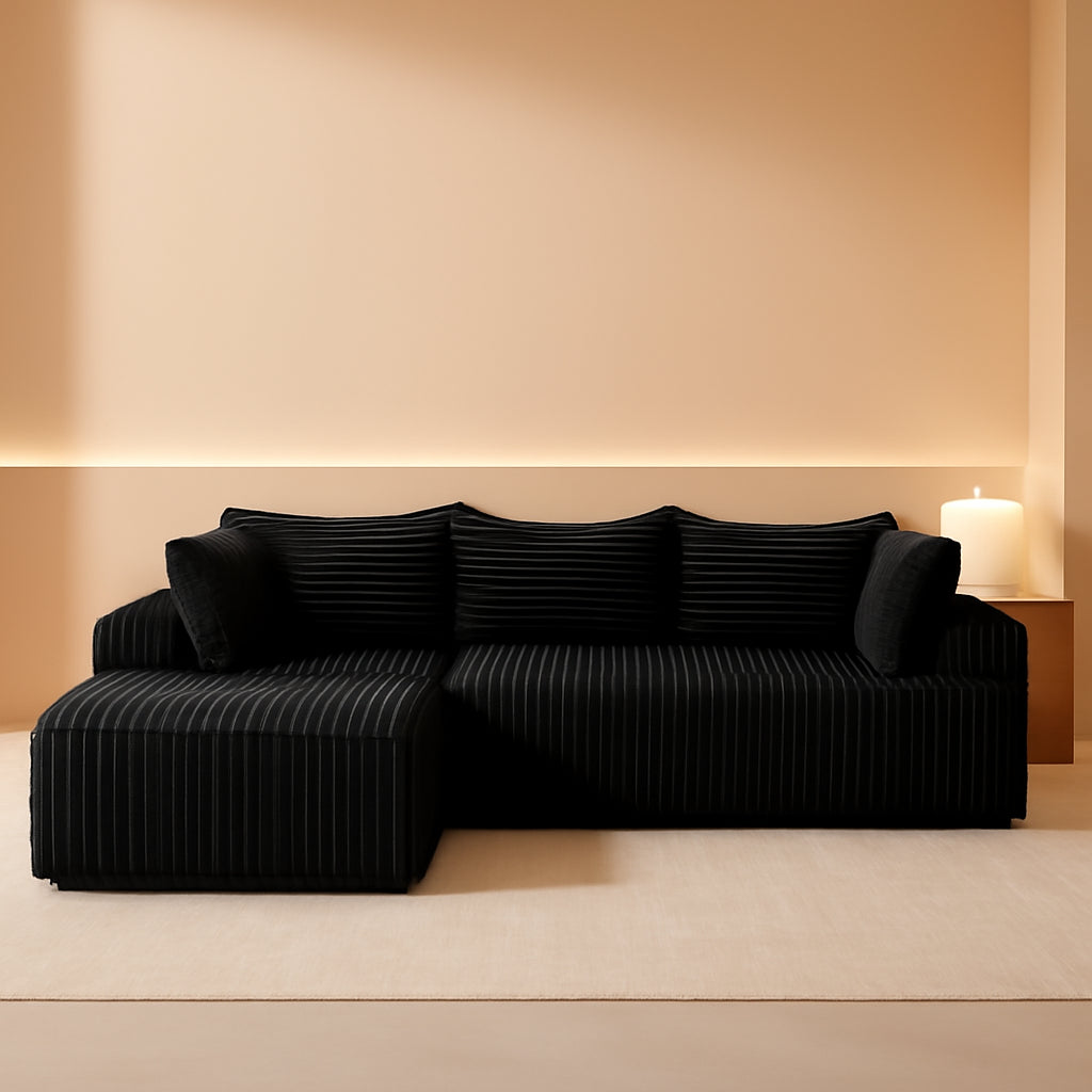Black Modular Cloud Sofa Sectional Including Chaise
