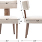 Beige Upholstered Linen Dining Armchairs Wood Legs