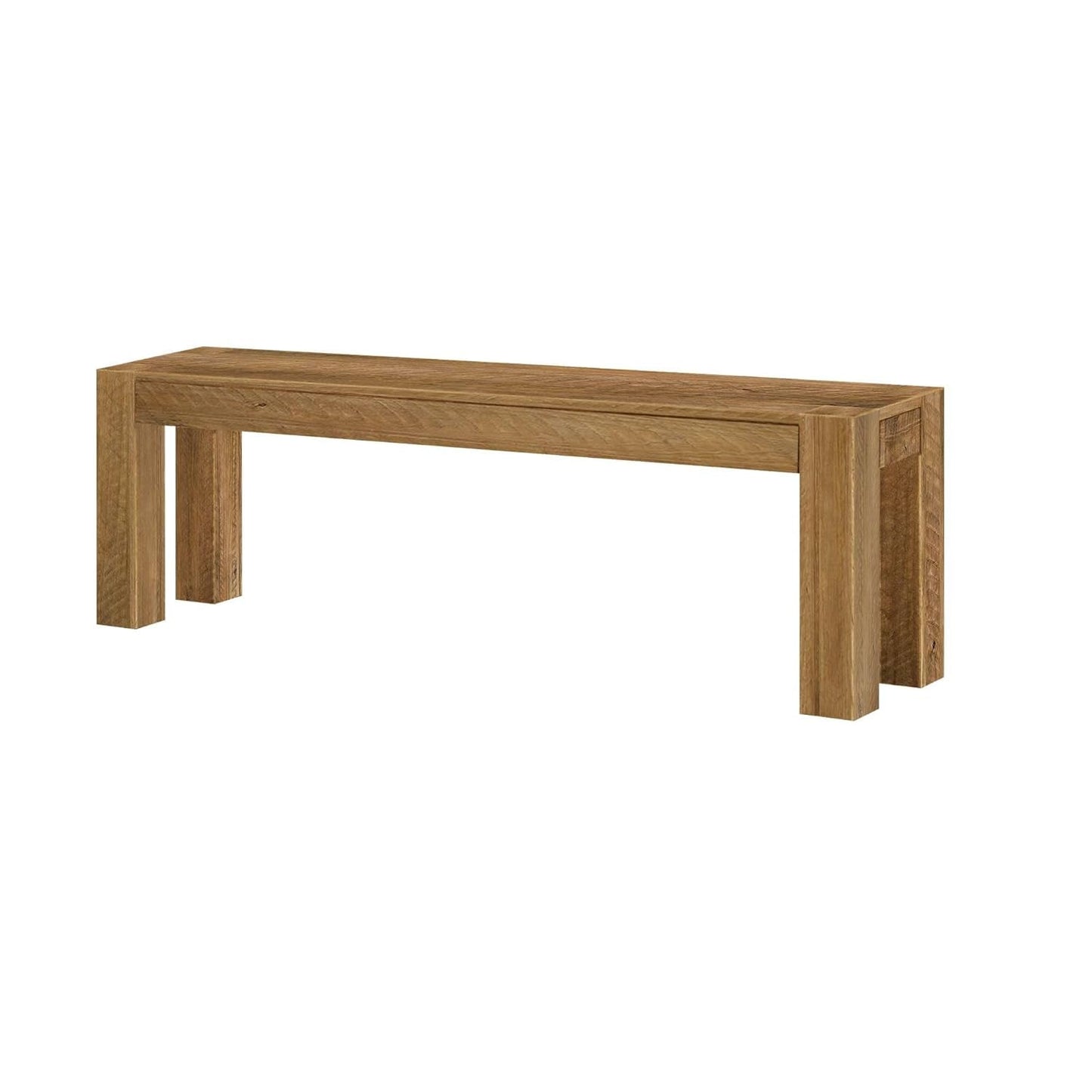 58 Inch Farmhouse Dining Bench Rustic Honey Solid Wood