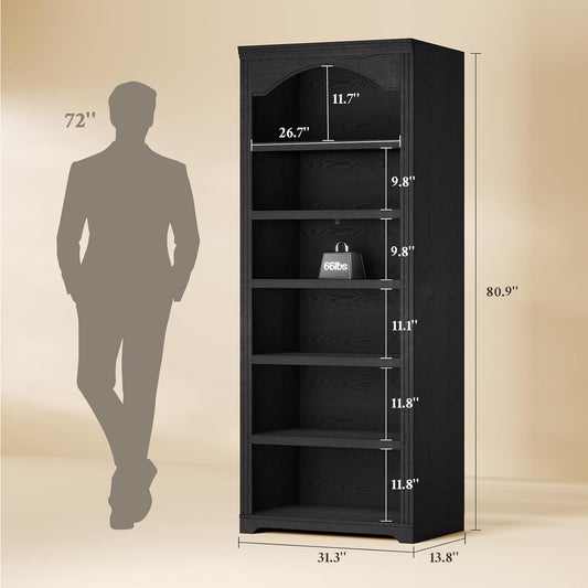 Tall Black Arched Vintage Commercial Grade Bookshelf-1