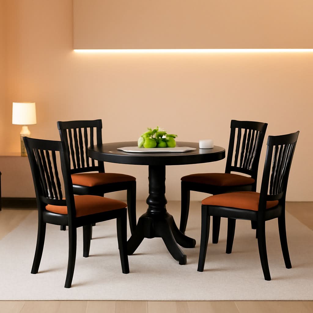 5 Piece Drop Leaf Dining Table Set Black Faux Leather