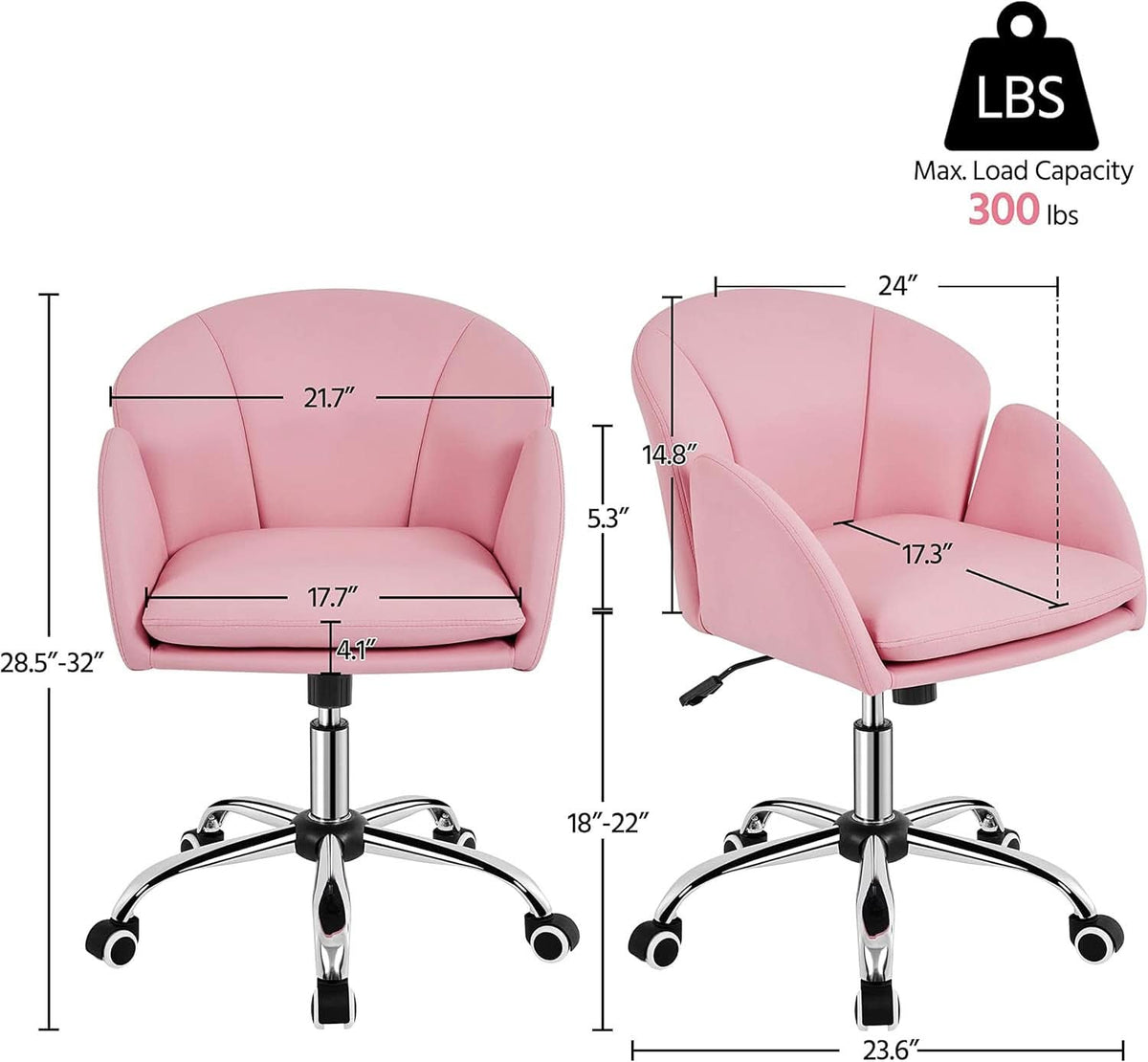 Pink Petal Desk Chair Swivel Upholstered Office Chair