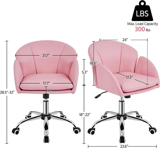 Pink Petal Desk Chair Swivel Upholstered Office Chair
